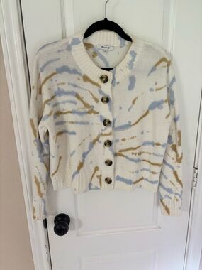 Madewell FAB! Tie Dye Broadway 100% Cotton Button Cardigan Sweater Size Small